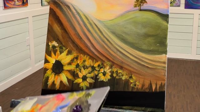 How To Paint A ROOSTER AND SUNFLOWERS ? Step by Step tutorial in acrylic смотреть онлайн