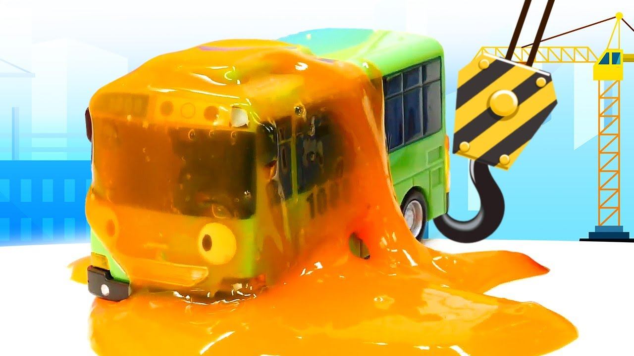 Bus Tayo & slime videos for kids - Toy cars and trucks toys смотреть онлайн