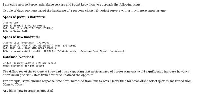 Decreased performance of Mysql after superior hardware upgrade смотреть онлайн
