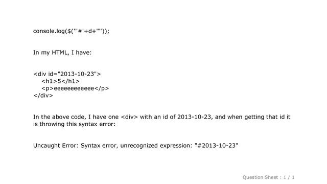 jQuery : jQuery: Uncaught Error: Syntax error, unrecognized expression смотреть онлайн