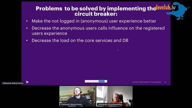 Oleksandr Melnychenko and Volodymyr Khrystianovskyy with “Circuit breaker in highly loaded systems“ смотреть онлайн