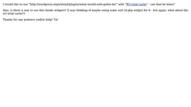 Wordpress: "W3 Total Cache" with "What Would Seth Godin Do" (and widgets?!)? смотреть онлайн