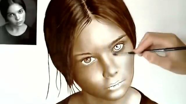 Speed Drawing of a face/ portrait painting in Dry Brush Technique смотреть онлайн