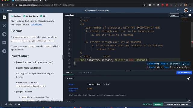 "Palindrome Rearranging" - Codesignal #18 - JAVA Solution смотреть онлайн