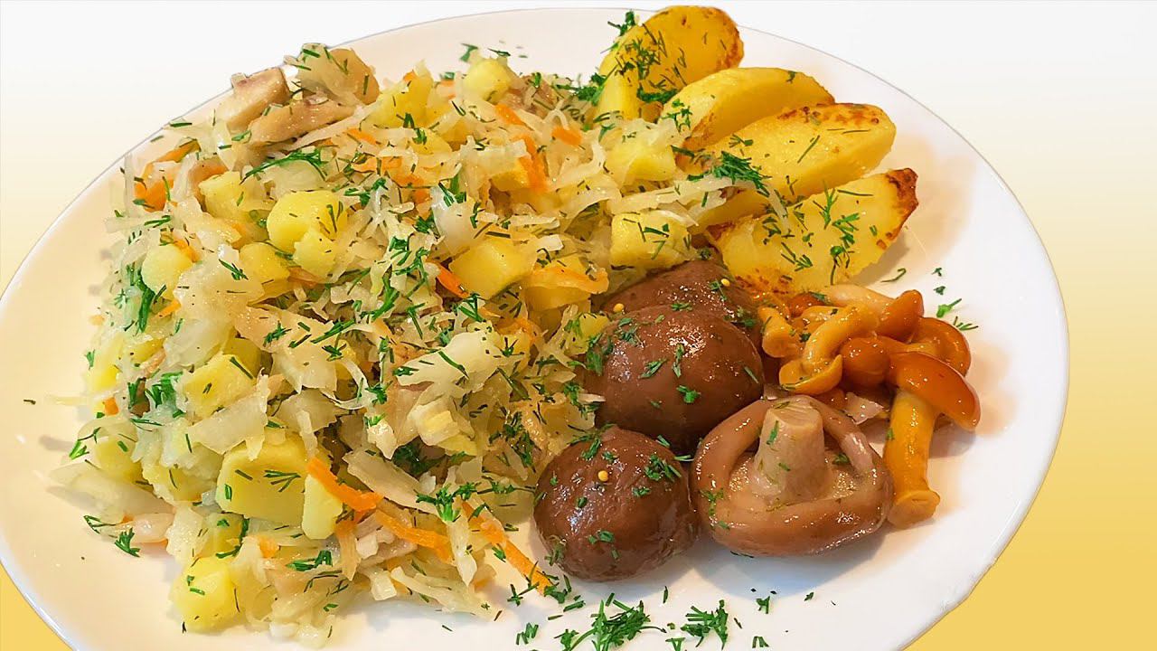 Постимся ! Салат из квашенной капусты с грибами! смотреть онлайн