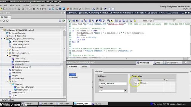 Create SQL Database in WinCC with Script смотреть онлайн