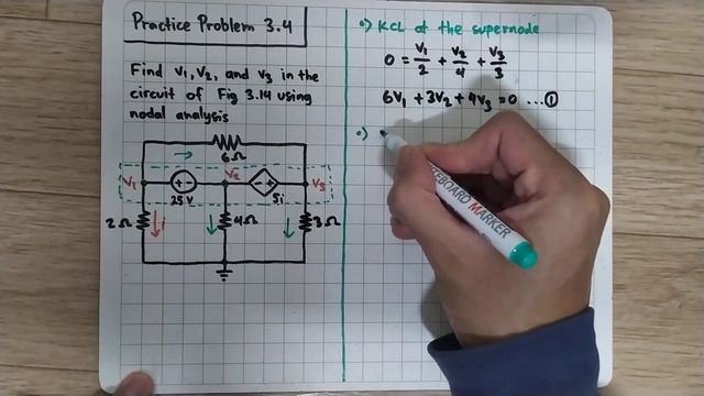 Practice Problem 3.4 Fundamental of Electric Circuits (Alexander/Sadiku) 5th Edition - Supernode смотреть онлайн