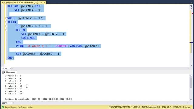 SQL SERVER - 32 - WHILE - Estruturas de repetição nas consultas SQL смотреть онлайн