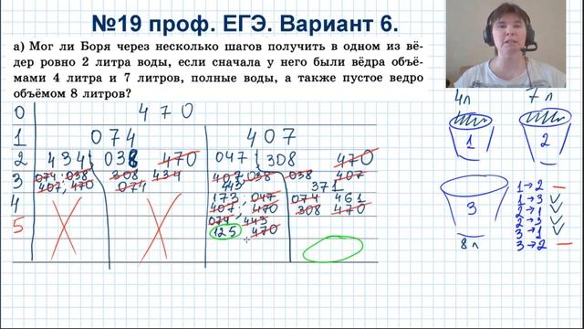 №19 профильный ЕГЭ У Бори нет источника воды, но есть три ведра различных объемов смотреть онлайн