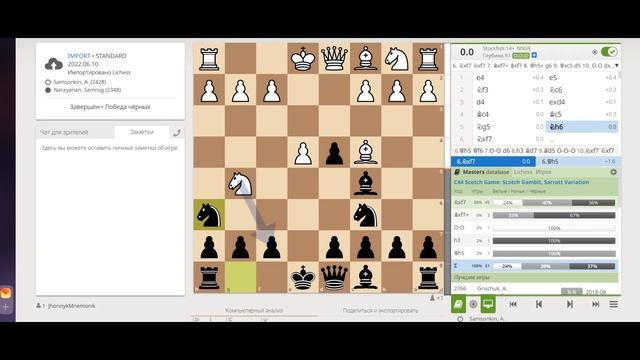 Играем чёрными против Шотландского гамбита (видеоролик №6)