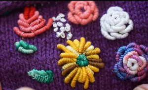 Вышивка на вязаных изделиях. Вышивка по трикотажу.