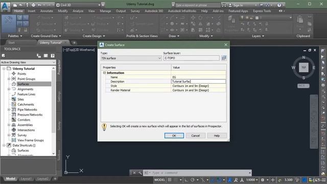 Surface Creation in AutoCAD Civil 3D 2018 Tutorial смотреть онлайн