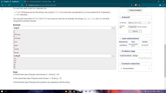 B. Last Year's Substring | Codeforces Round #690 (Div. 3) | CODEFORCES смотреть онлайн