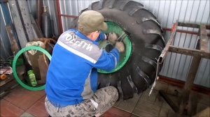 Сборка бескамерного колеса для вездехода.