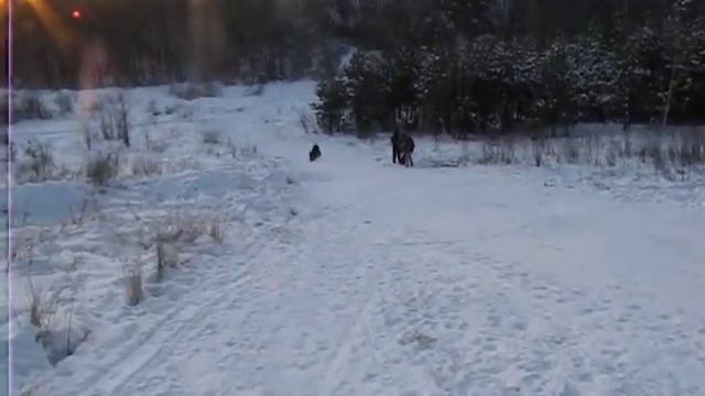 Катание на снегокате ( Дедовск . Гора Массовка . 23.01.10 ) смотреть онлайн