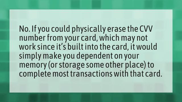 Should I erase my CVV number? смотреть онлайн