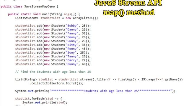 Java8 Stream API | map() method | with example @javasip-official смотреть онлайн