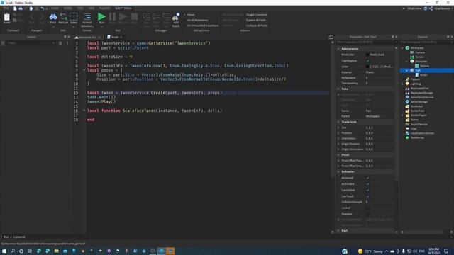 How to resize a part from one face using a script, animated in roblox studio смотреть онлайн