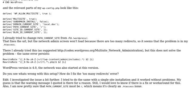 Wordpress: Multisite network admin URL / redirect error смотреть онлайн