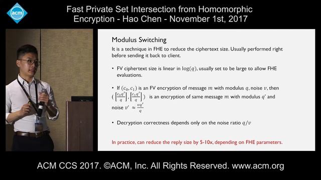 ACM CCS 2017 - Fast Private Set Intersection from Homomorphic Encryption - Hao Chen смотреть онлайн