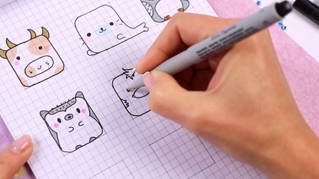 10 Квадратных животных ПО КЛЕТОЧКАМ! Часть 2. Простые рисунки смотреть онлайн