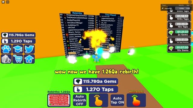 I'm Number 1 Best Player In Tapping Simulator With Most Rebirth! 10Qa Rebirth! Roblox смотреть онлайн