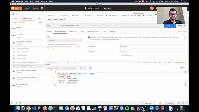 Curso testando APIs do zero: autenticação Basic Auth no POSTMAN - Aula 6 смотреть онлайн