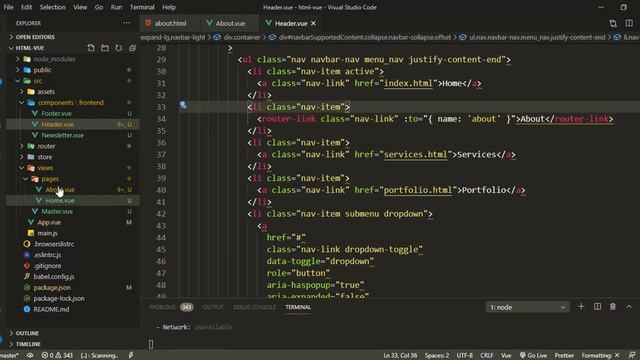 #22 html template convert into vue app part-3 | About Page Setup смотреть онлайн