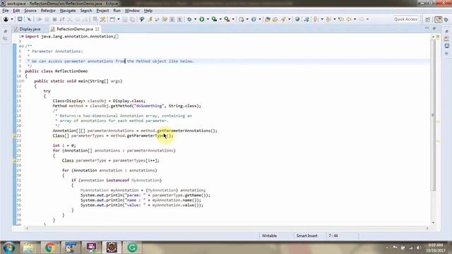 How to access the method parameter Annotation using Java Reflection? | Reflection in java смотреть онлайн