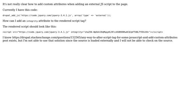 Drupal: Add custom attribute to an external JS script смотреть онлайн