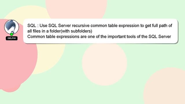 SQL : Use SQL Server recursive common table expression to get full path of all files in a folder(wi смотреть онлайн