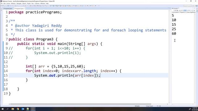 P15 - Looping Statements (for and foreach) in Java | Core Java | смотреть онлайн