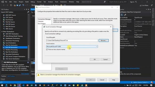 import Excel data to microsoft sql server by using SSIS visual studio 2019 смотреть онлайн