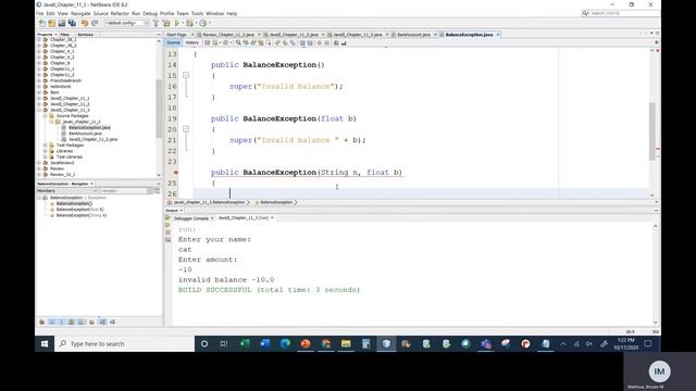Java II Chapter 11 Class 3 Writing your own Exception Classes смотреть онлайн