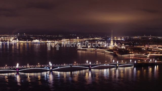 Aerial view Saint Petersburg Winter Night 9 смотреть онлайн