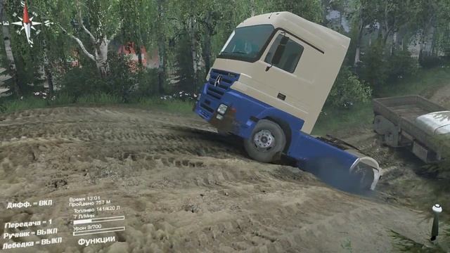 SpinTires. Мод: Mercedes-Benz Actros 3247. Хлам! (Ссылка в описании) смотреть онлайн