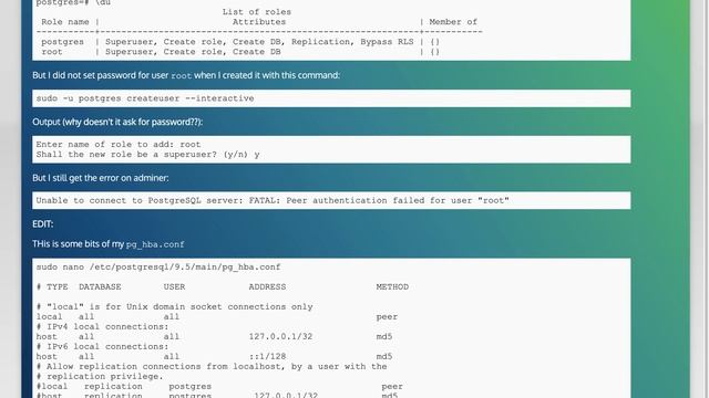 Unable to connect to PostgreSQL server: FATAL: Peer authentication failed for user "postgres" смотреть онлайн