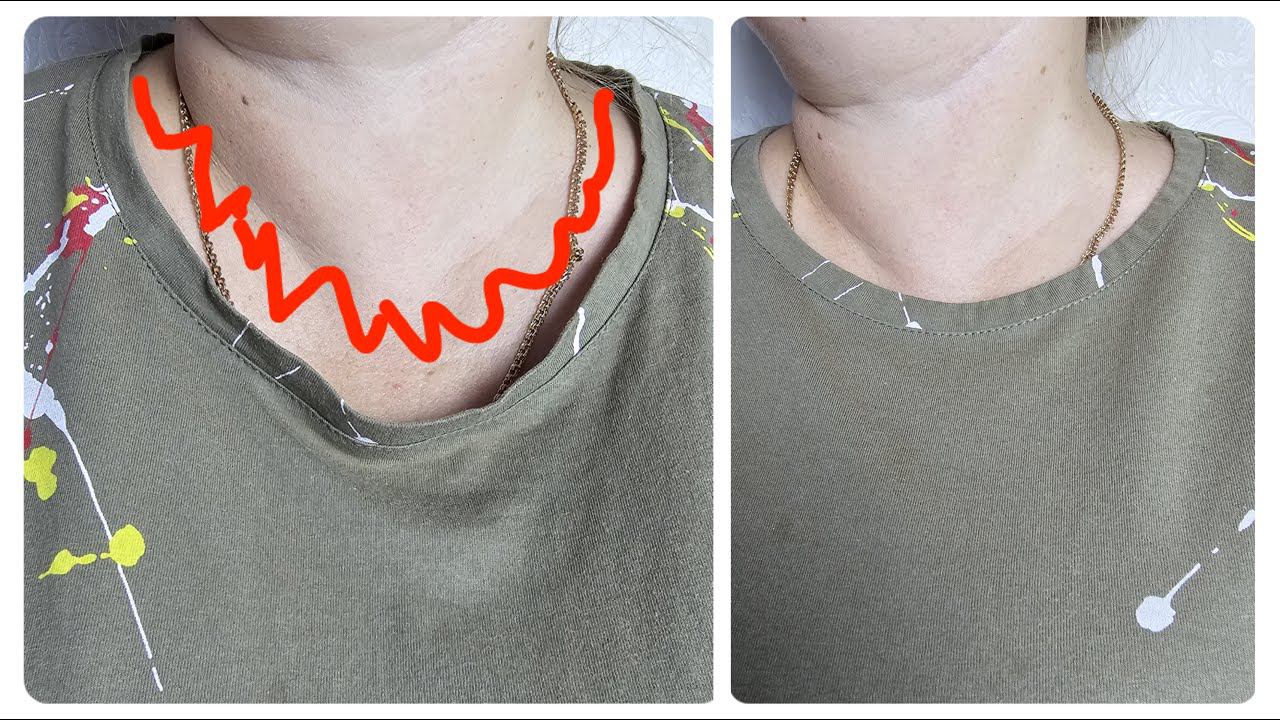 Как быстро подтянуть растянутый ворот на футболке без швейной машины смотреть онлайн