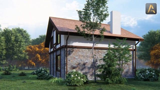 Классный дом в немецком стиле. Проект дома c мансардой, сауной и террасой для небольшой семьи смотреть онлайн