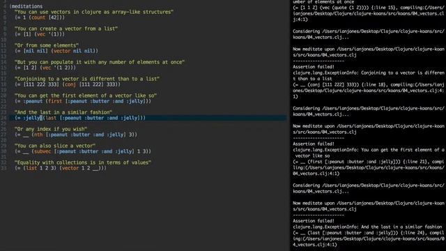 Clojure Koans: Vectors смотреть онлайн