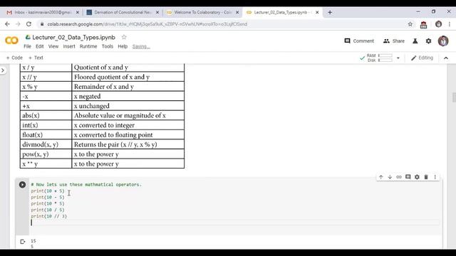 Arithmetic Operators in Python Data Type 04 смотреть онлайн