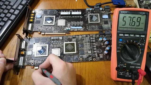 Ремонт 2-х чиповой видеокарты MSI HD6990 смотреть онлайн