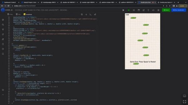 Mobile responsive Doodle jump game in HTML CSS JS with source code - speed coding