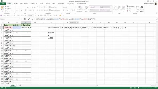 How To Calculate Multiple Gaps Between Events In Excel смотреть онлайн