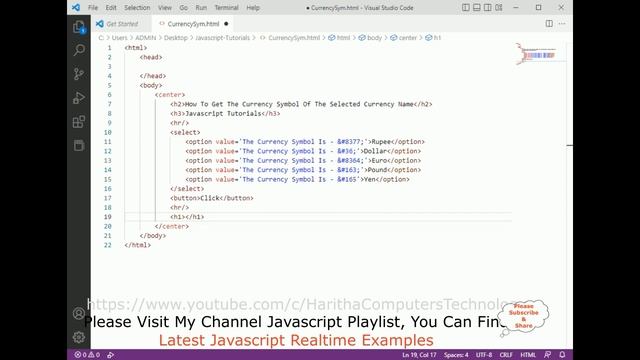 javascript get currency symbol with Name Using html code смотреть онлайн