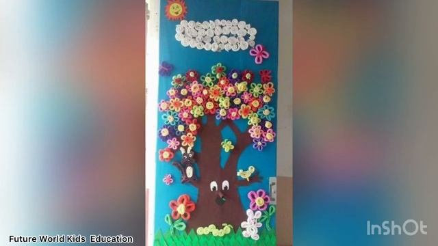 DIY classroom tree decoration ideas, tree wall painting & decorations, class decoration paper art смотреть онлайн