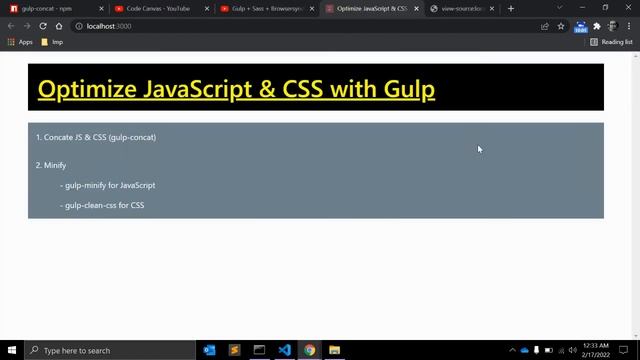 Optimize JavaScript & CSS With Gulp ! смотреть онлайн
