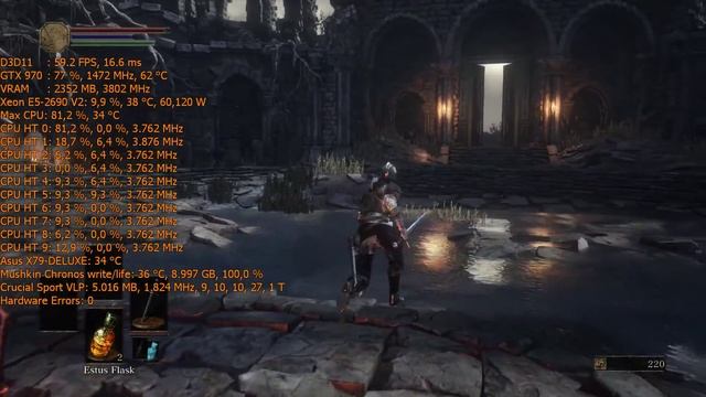 Dark Souls III Xeon E5-2690 V2 10 Core@3766Mhz Turbo 4100Mhz GTX 970 g1 gaming смотреть онлайн