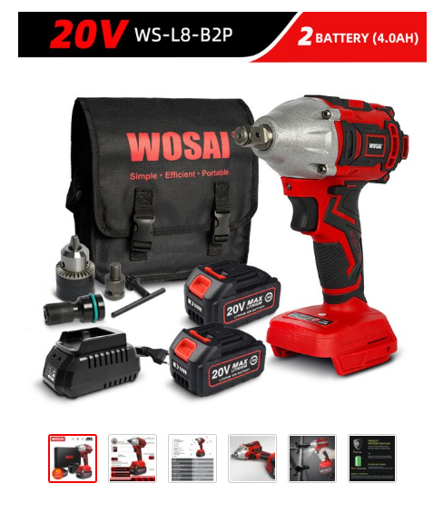 аккумуляторный гайковёрт WOSAI  и набор головок WOSAI Cordless Wrench And Socket Set с Алиэкспресс