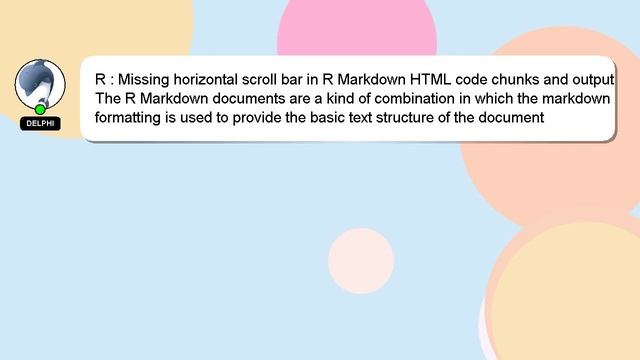 R : Missing horizontal scroll bar in R Markdown HTML code chunks and output смотреть онлайн